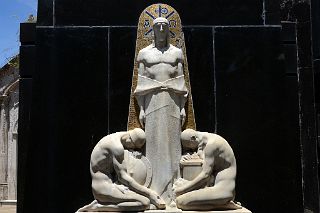 37 Statue Of Art Deco Christ With Two Attendants On Mausoleum Of The Velaz Family Recoleta Cemetery Buenos Aires